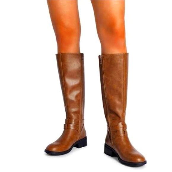 Women's Size 9 Knee High Boots Buckle Riding Boots Light Brown Festival Fashion - Picture 2 of 13